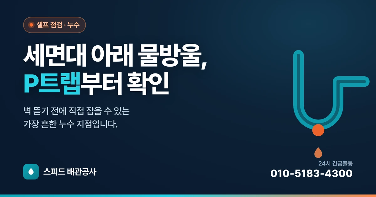 세면대 아래에서 물이 샐 때 — P트랩 누수 직접 잡는 법